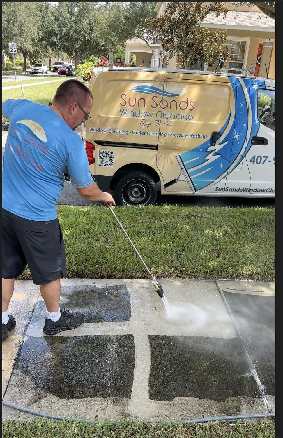 Pressure washing driveway and exterior surfaces
